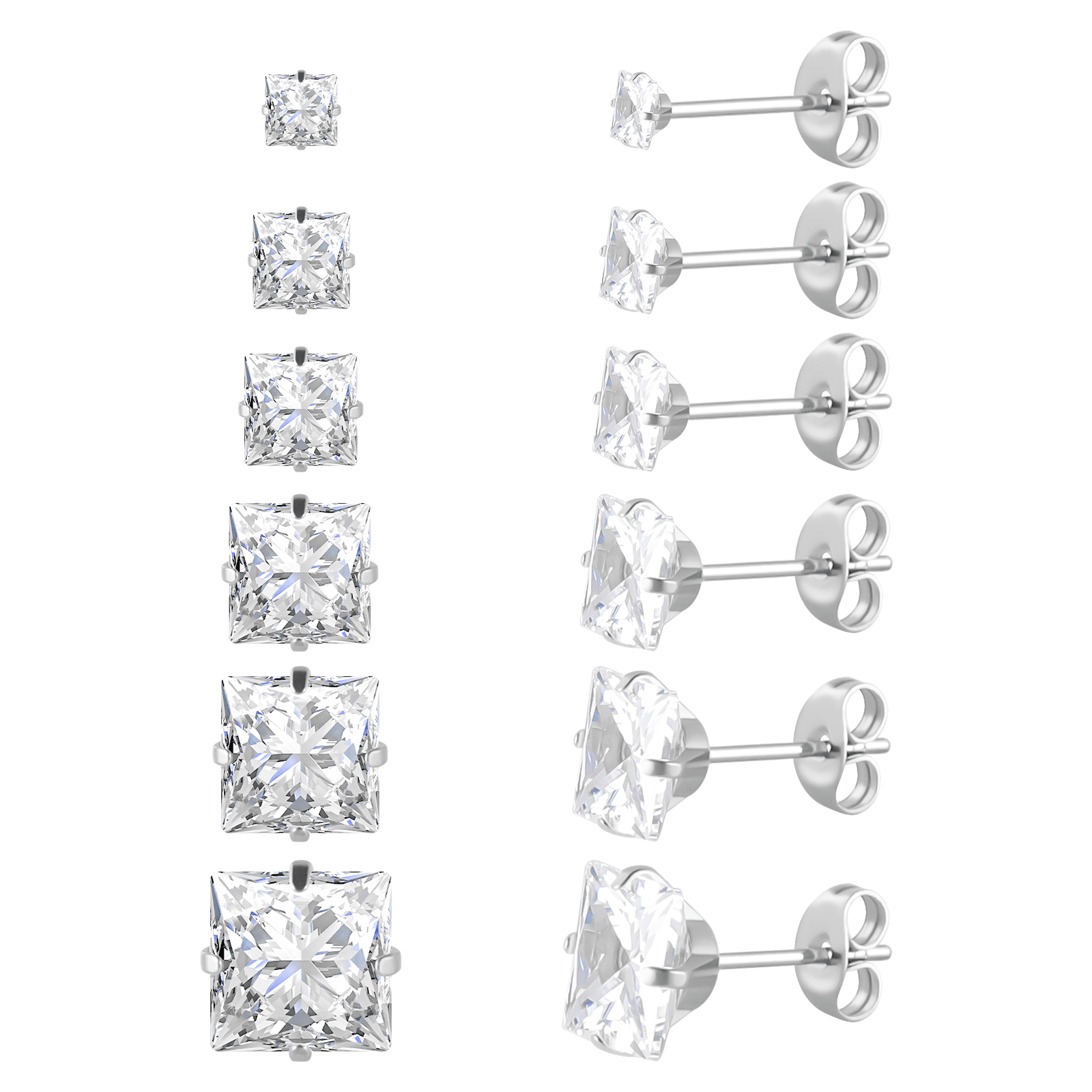 6 Pairs Surgical Stainless Steel Screw back Stud Earrings, 18K Gold