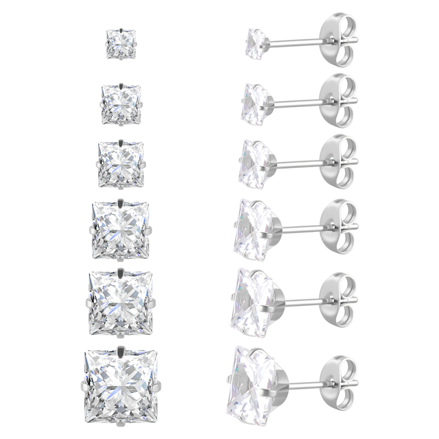 6 Pairs Surgical Stainless Steel Screw back Stud Earrings, 18K Gold