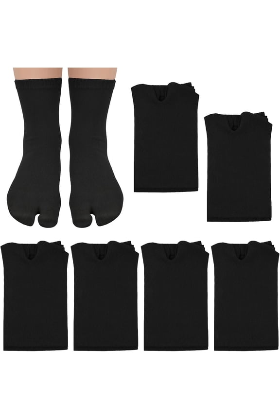 6 Pairs Tabi Split Toe Flip Flop Socks, Elastic Cotton Tabi Split Toe Socks Non Slip Ankle Socks with Toes for Women Men