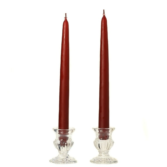 6 Pairs Taper Candles Unscented 8 Inch Burgundy Tapers .88 in. diameter x 8 in. tall