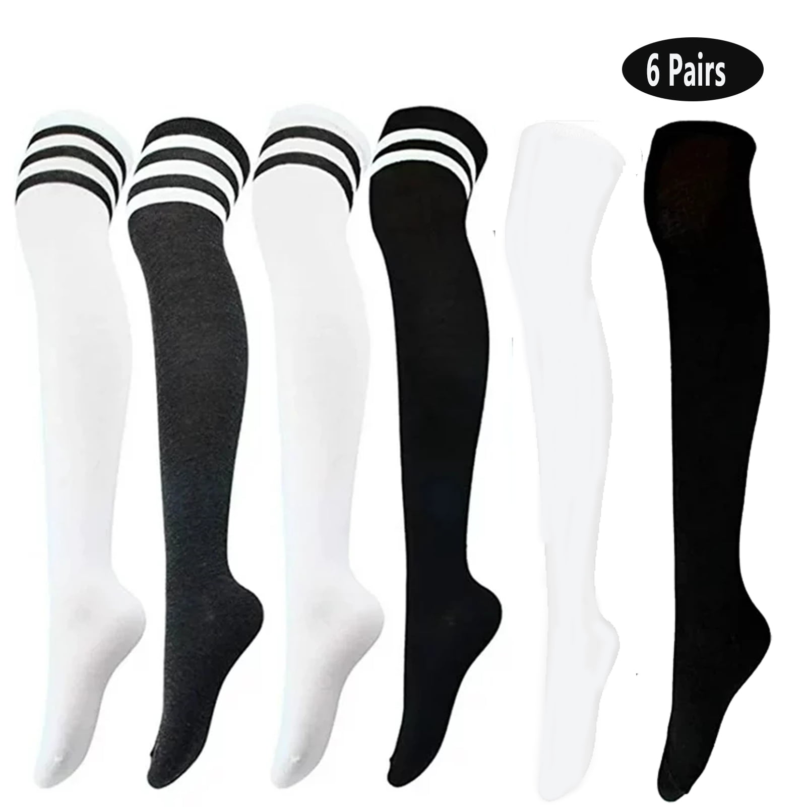 6 Pairs Thigh High Socks Warm Stocking Women Boot Sock Leg Warmer High