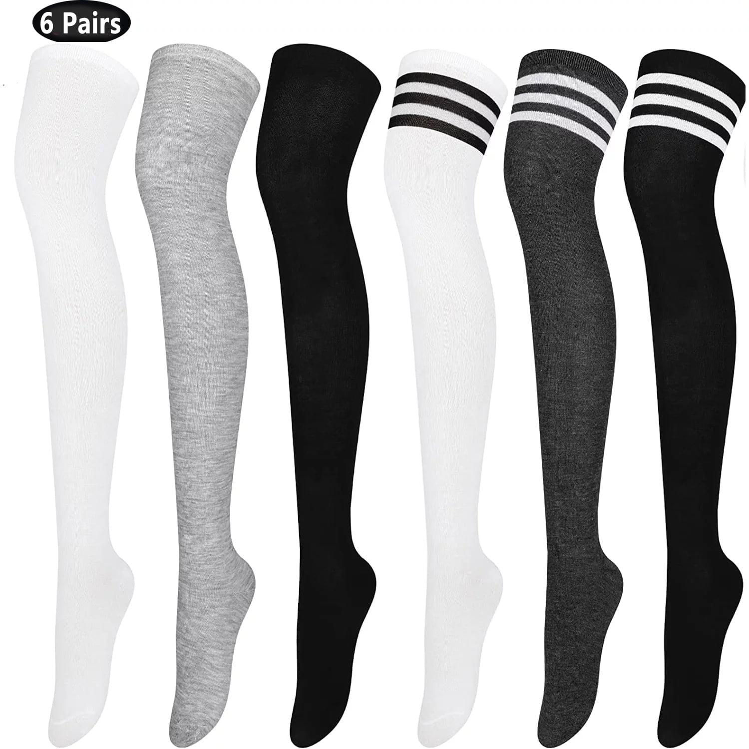 6 Pairs Thigh High Socks Warm Stocking Women Boot Sock Leg Warmer High ...
