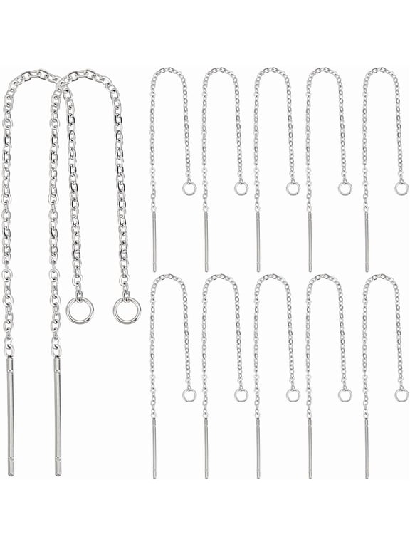 6 Pairs Threader Earrings Silver Dangle Long Chain Earrings Stainless Steel Chain Tassel Earring for DIY Women for DIY DIY Jewelry Making