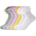 thumbnail image 1 of 6 Pairs Toddler Girls Ruffle Socks Cotton Girls Lace Frilly Dress Socks, 1 of 7