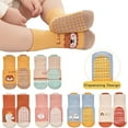 thumbnail image 1 of 6 Pairs Toddlers Non Slip Socks with Grippers Baby Girls Boys Anti Skid Crew Cotton Socks for Infants Kids Gifts Baby, 1 of 9