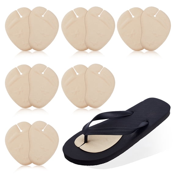 6 Pairs Toe Protectors Imitation Leather Thong Sandal Pads 2.76x3.94in Anti Slip Cushion for Beach Vacation Daily Walking Foot Grip Accessories White