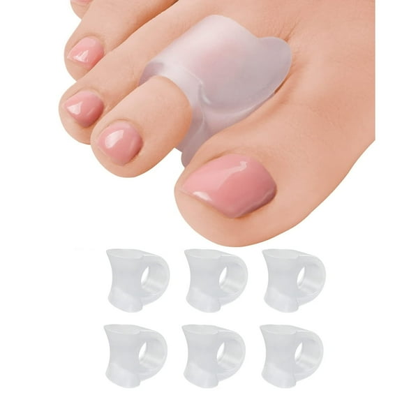 6 Pairs Gel Toe Separators – Soft Silicone Spacers for Overlapping Toes, Reusable & Comfortable (Transparent)