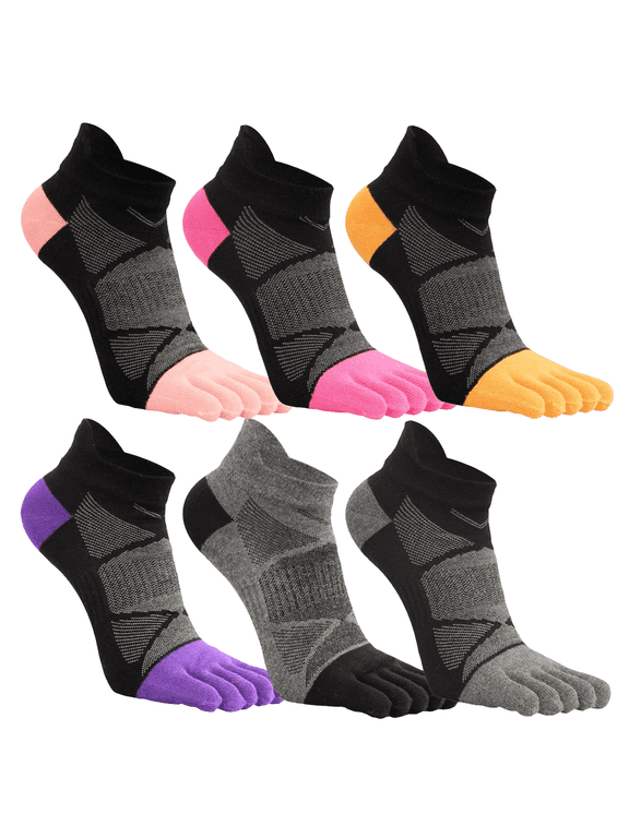 6 Pairs Toe Socks Athletic Running Ankle Socks Breathable Mesh Low Cut Barefoot Five Finger Toe Socks