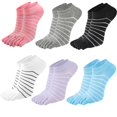 thumbnail image 1 of 6 Pairs Toe Socks, Athletic Running Separated Toes, Breathable Ankle Length, Cute Colorful Patterns Daily Wear, 1 of 8