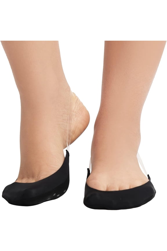 6 Pairs Toe Topper Liner Socks for Women Ultra Low Cut No Show Half Socks with Sling Back for Heels Dress Shoes