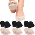 thumbnail image 1 of 6 Pairs Toe Topper Socks No Show Liner Socks Women Finger Half Socks Non Slip Invisible Separated Socks, 1 of 6