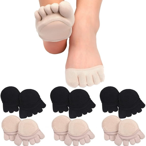 6 Pairs Toe Topper Socks No Show Liner Socks Women Finger Half Socks Non Slip Invisible Separated Socks