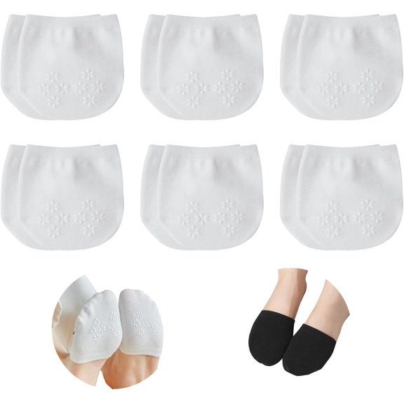 6 Pairs Toe Topper Socks Women Invisible Socks Toe Cover Liner Half Socks Seamless Non-Slip Toe Half Socks