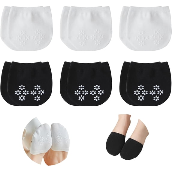 6 Pairs Toe Topper Socks Women Invisible Socks Toe Cover Liner Half Socks Seamless Non-Slip Toe Half Socks