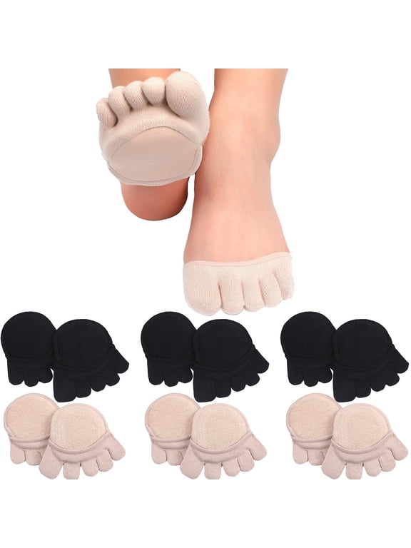 6 Pairs Toe Topper Socks Women No Show Liner Finger Half Non Slip Invisible Separated Socks Suitable for Thin Feet