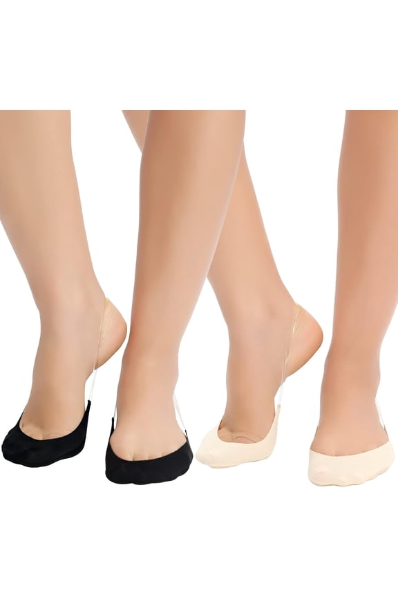 6 Pairs Toe Topper Socks Women with Sling Back No Show Half Socks Non-Skid Low Cut Liner Socks for Heels
