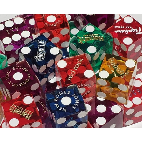 6 Pairs (Total 12 Dice) Genuine Table-Played Las Vegas / Nevada Casino Dice, Plus Storage Pouch