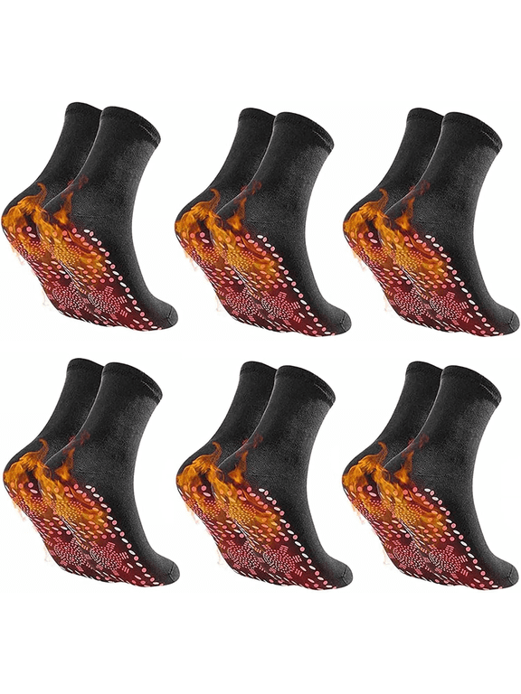 6 Pairs Tourmaline Acupressure Self-Heating Shaping Socks, AFIZ Tourmaline Slimming Health Sock, Acupressure Reflexology Socks, Foot Massage Thermotherapeutic Sock