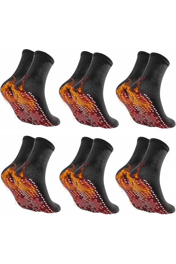 6 Pairs Tourmaline Acupressure Self-Heating Shaping Socks, AFIZ Tourmaline Slimming Health Sock, Acupressure Reflexology Socks, Foot Massage Thermotherapeutic Sock