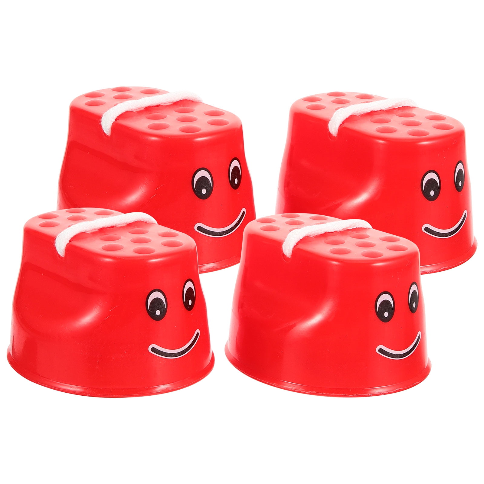 6 Pairs Toy Stilts Children Oval Cylindrical Red Plastic