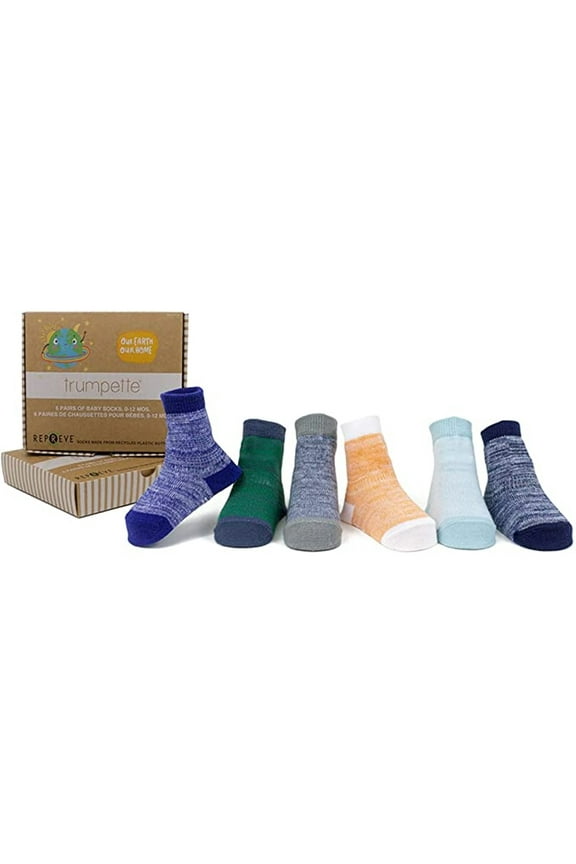 6 Pairs Trumpette Unisex Boys Girls Baby Socks, Eco-Friendly Recycled, 0-12M