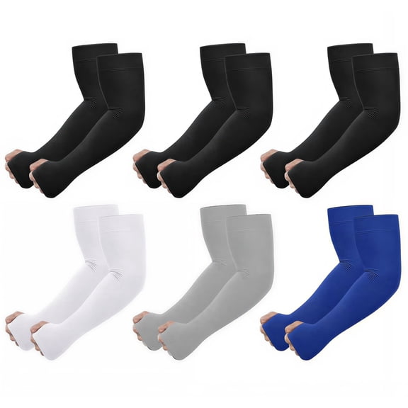 6 Pairs UPF 50 Sun Protection Cooling Arm Sleeves for Men & Women, Sports Compression Sleeves for Golf Outdoor Work