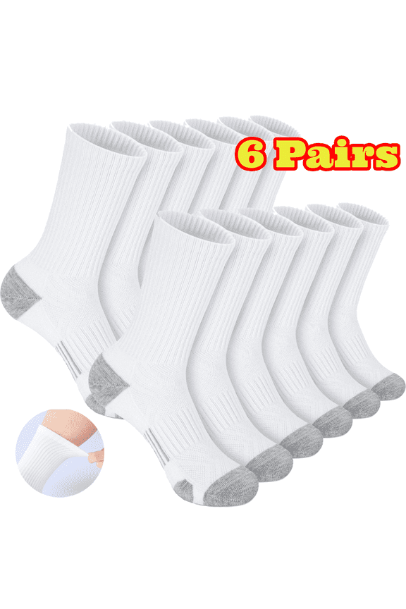 6 Pairs Unisex Athletic Crew Socks, Breathable Running Socks for Casual, Work and Sports