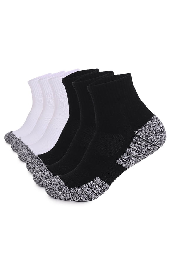 6 Pairs Unisex Cushioned Athletic Ankle Socks, Breathable Sweat-Wicking Performance Sports Socks for Running, Hiking, and Outdoor Workouts