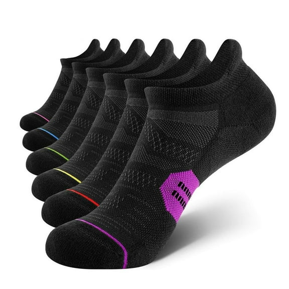 6 Pairs Unisex Cushioned Compression Athletic Ankle Socks Multipack, Lightweight Breathable Non Slip Short Socks