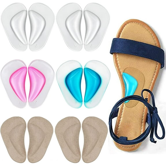 6 Pairs Unisex Gel Arch Support Pads Flat Foot / Plantar Fasciitis Relief Reusable Sticky Pads