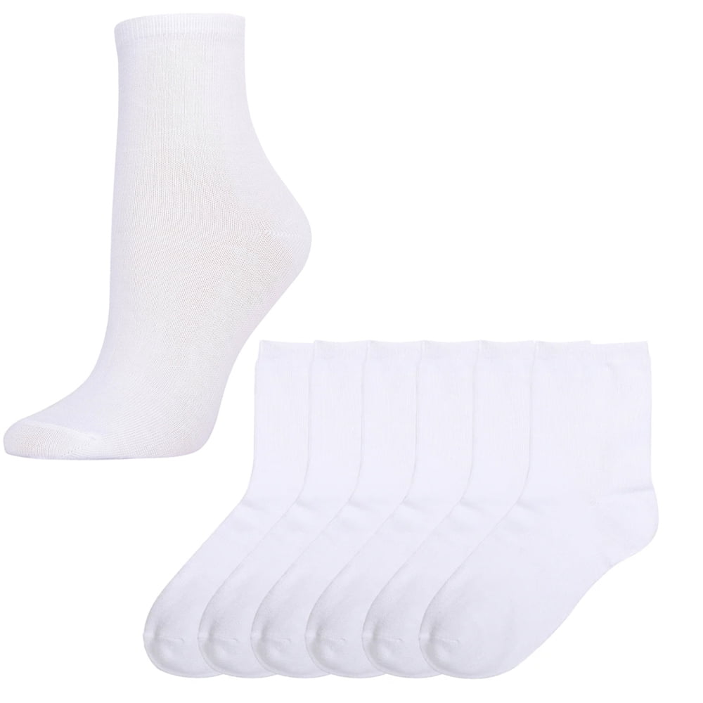 5 Pairs Kids Crew Socks - Unisex Athletic Socks, Navy/White Stripe, Combed Cotton, Size 7-9.5C