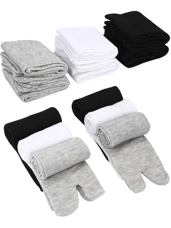 6 Pairs Unisex Tabi shoes Flip Flop Socks Geta Cotton Split Toe Tabi japanese Socks Elastic for Women and Men, Multicolour