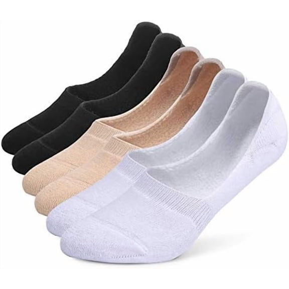 6 Pairs Unisex Thick Cushion Athletic Cotton Non Slip Low Cut Flat Liner No Show Socks