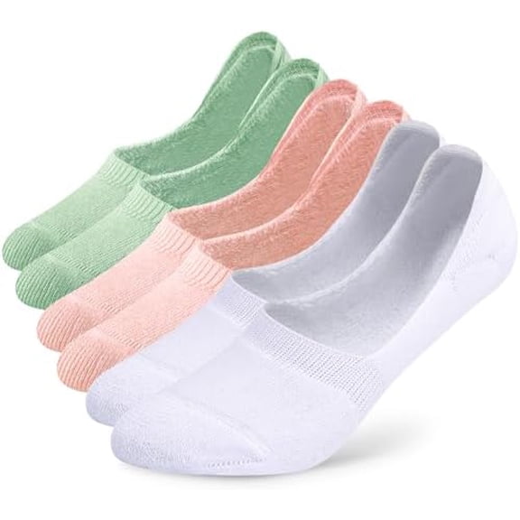 6 Pairs Unisex Thick Cushion Athletic Cotton Non Slip Low Cut Flat Liner No Show Socks