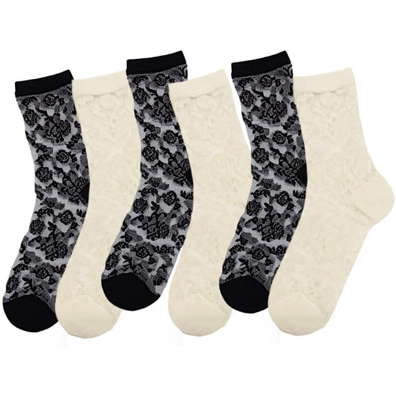 6 Pairs Vintage Flower Sheer Socks for Women Ankle Lace Socks Sheer Floral Transparent Socks