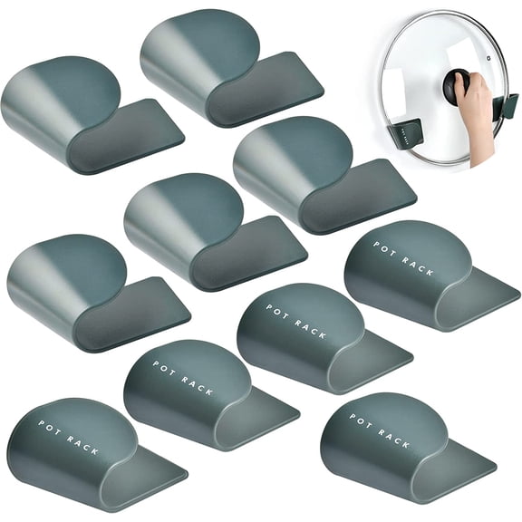 6 Pairs of Wall Mount Pot Lid Organizer Rack, Pot and Pan Organizer for Cabinet, Adjustable Lid Holder, Cabinet Door Organizer Pot Hangers for Kitchen Wall Mount(Dark Green)