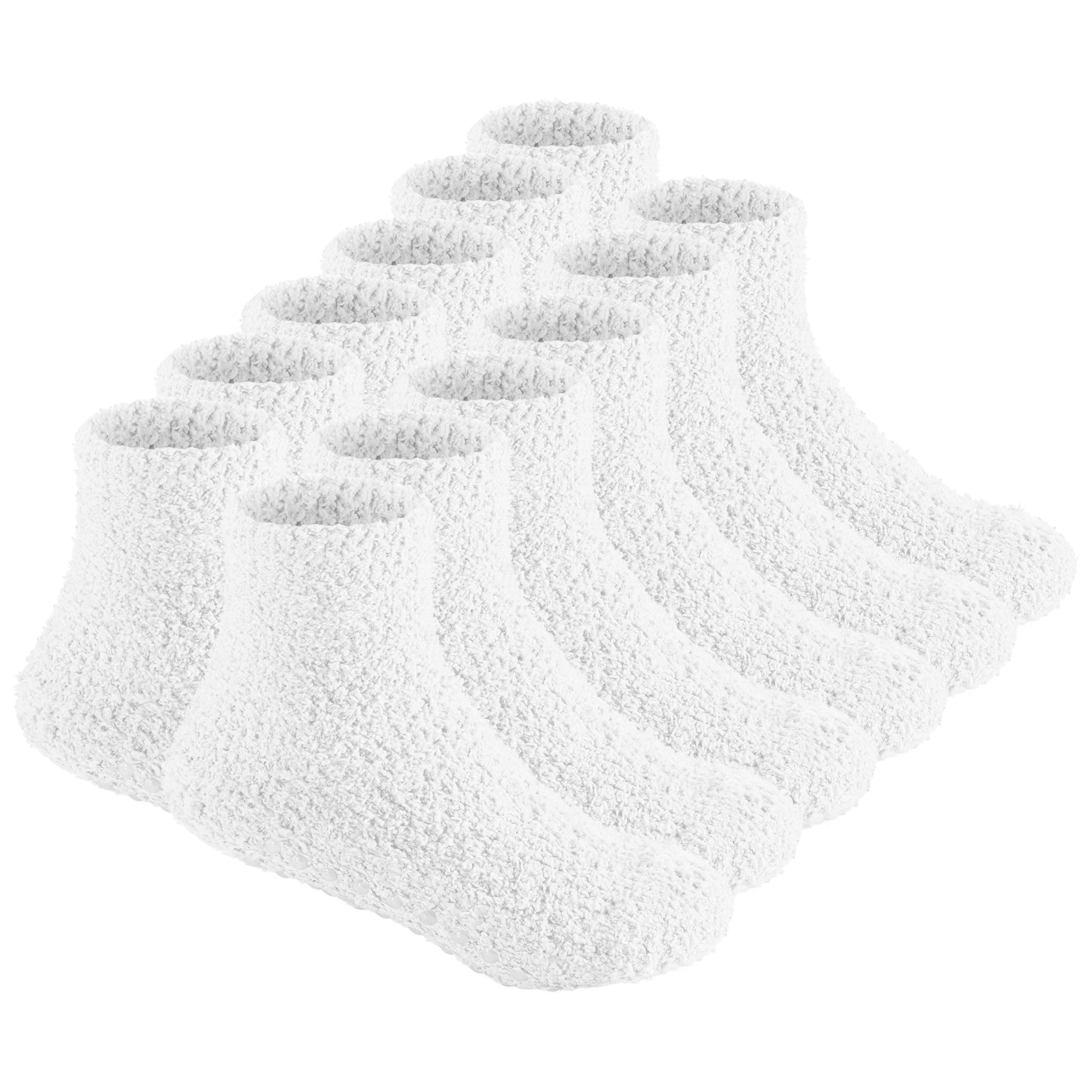 6 Pairs Warm Fuzzy Socks for Kids with Grippers Non Skid Slipper