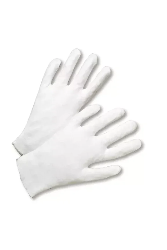 6 Pairs White Coin Jewelry Silver Inspection Cotton Lisle Gloves - Size X-Large