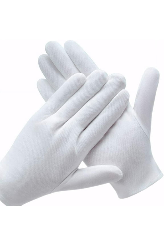 6 Pairs White Cotton Gloves for Dry Hands Eczema SPA Moisturizing - Work Glove Liners for Serving Costume Inspection