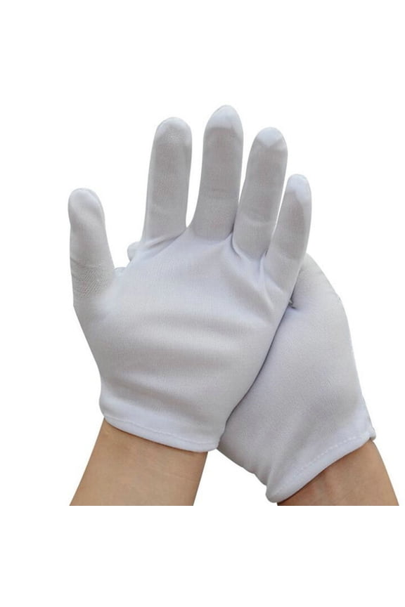 6 Pairs of White Gloves, Dry Hand Cotton Gloves, Overnight Moisture Gloves, Gloves for Women and Men, for Inspecting Coins, Jewelry, and Silverware, Halloween Decorations