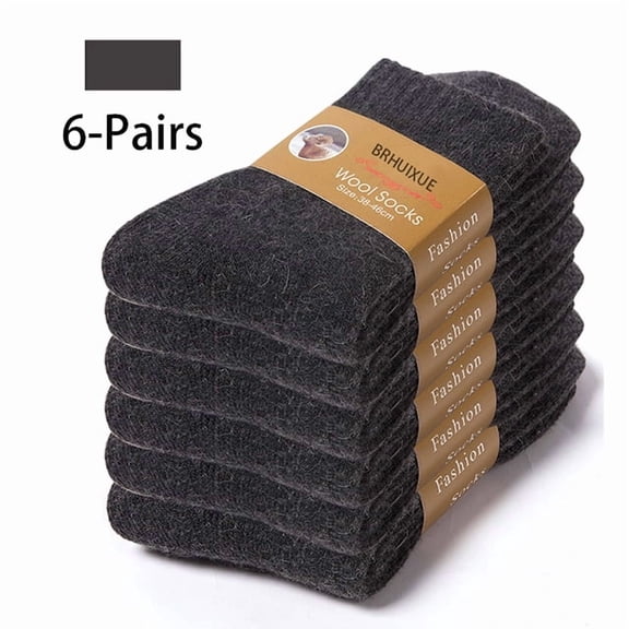 6 Pairs Winter Wool Socks Male Men's Socks Super Thicker Solid Socks Merino Plush Women's Socks Against Cold Snow Terry Socks