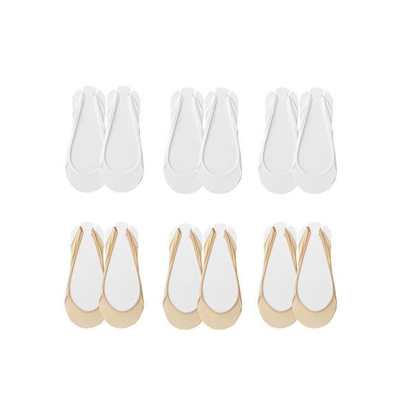 6 Pairs Women Ball of Foot Cushion Socks Ultra Low Cut Liner Socks with Invisible Slingback for Women for Heels(10-White*3/*3)