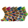 thumbnail image 1 of 6 Pairs Women Cotton Five Finger Ankle Socks Rainbow Colorful Striped Breathable Toe Separated Mid Tube Hosiery Gifts, 1 of 21