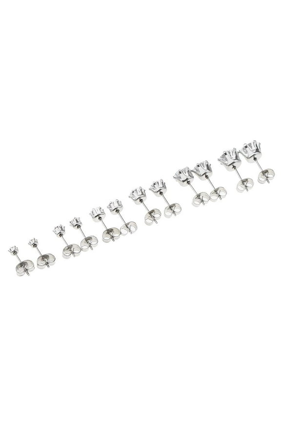 6 Pairs Women Cz Stud Earrings Simulated Diamond Cubic Zirconia Ear Stud Set