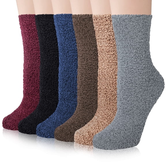 6 Pairs Women Fuzzy Fluffy Socks Cozy Slipper Socks Warm Soft Winter Plush Home Sleeping Socks Gifts