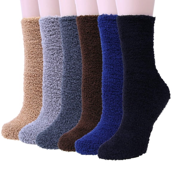 6 Pairs Women Fuzzy Fluffy Socks Cozy Slipper Socks Warm Soft Winter Plush Home Sleeping Socks Gifts