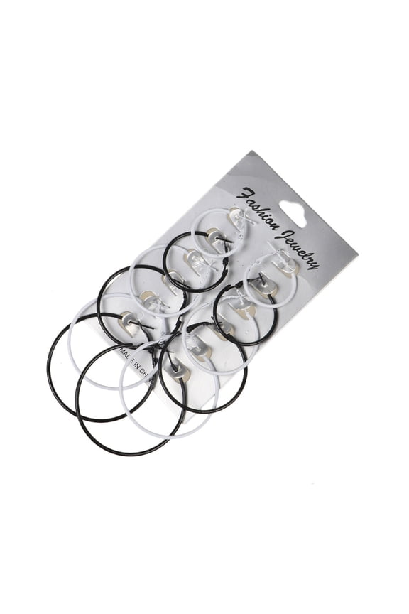 6 Pairs Women Round Earrings Set Hoop Earrings Lightweight Multicolour and Size Earring Jewelry for Retro