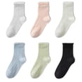 thumbnail image 1 of 6 Pairs Women Ruffle Crew Socks, Cute Frilly Cotton Casual Ankle Dress Socks, 1 of 7