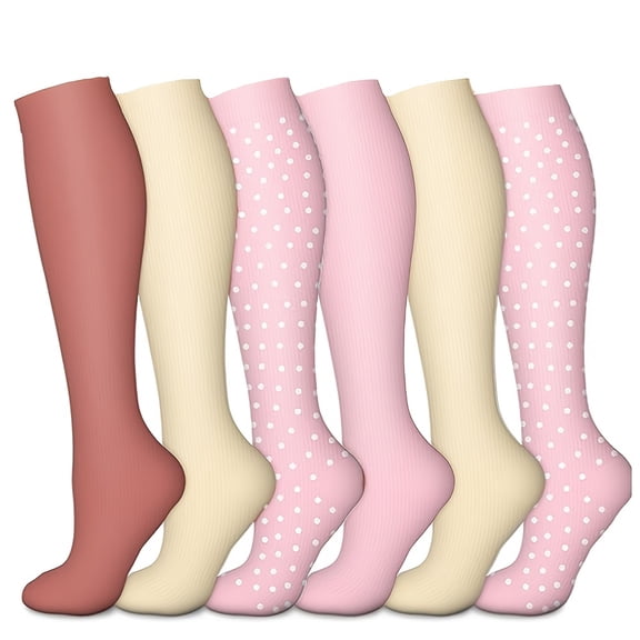 6 Pairs of Women'S Compression Socks, Essential for The Office, Suitable for Sports, Running, Cycling, And Hiking. A Great Gift Choice for Various Occasions Like Sports, Work