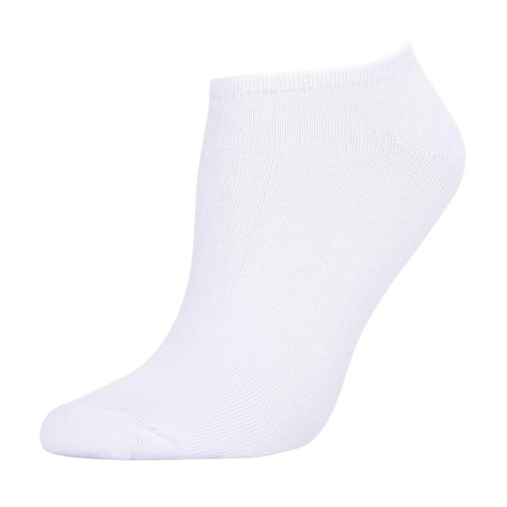 6 Pairs Women's Athletic Running No Show Socks, White, 9-11